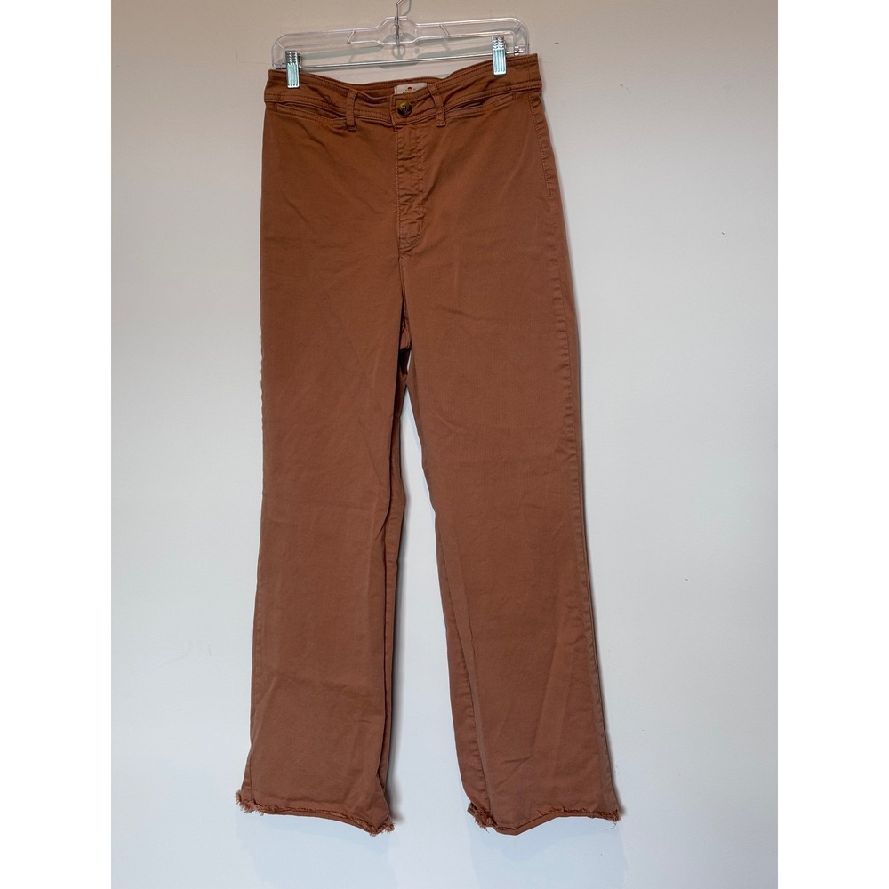 Marine Layer Allison High Rise Wide Leg Raw Hem Pants Clay Brown 12